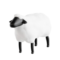 White Woolly Sheep with Black Face and Legs