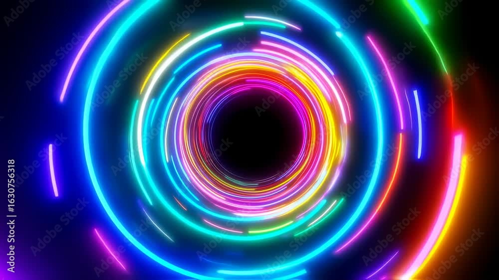 Wall mural vibrant neon tunnel: dynamic abstract background animation