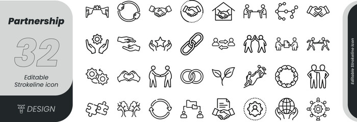 Vector art of collection of partnership and teamwork icons isolated on white background transparent background