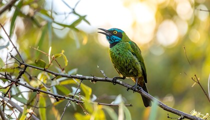 Obraz premium Colorful bird perched on branch (8)