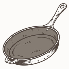 Cast iron tawa flat griddle kitchen utensil illustration