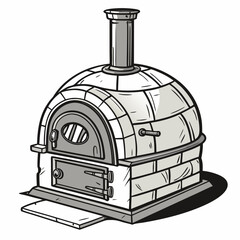 Clay or metal tandoor oven illustration on white background