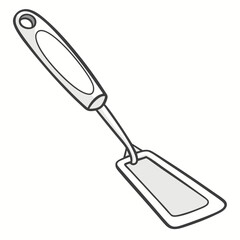 Thin metal dosa spatula illustration in white
