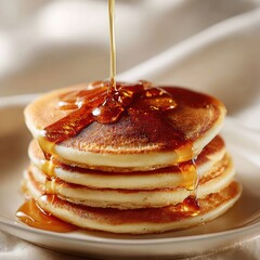 Stack of pancakes drizzled with syrup (1)