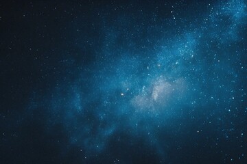 Obraz premium Starry sky background, blue night sky full of stars, glowing stars in the dark space, starry background, dark night, stars in the distance, starlight, dark background with a blue glow, night sky. 