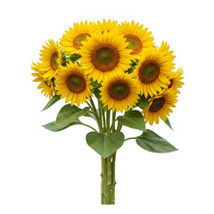 Naklejka premium bouquet of sunflowers isolated on white background, Sunflowers PNG 