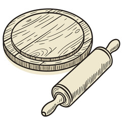 Traditional indian wooden chakla belan for roti making