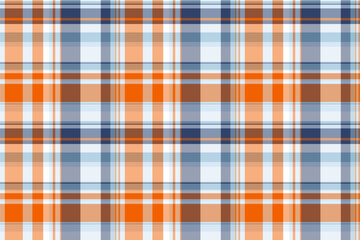 Classical seamless plaid vector, sale textile check pattern. Table cloth fabric background texture tartan in orange and light colors.