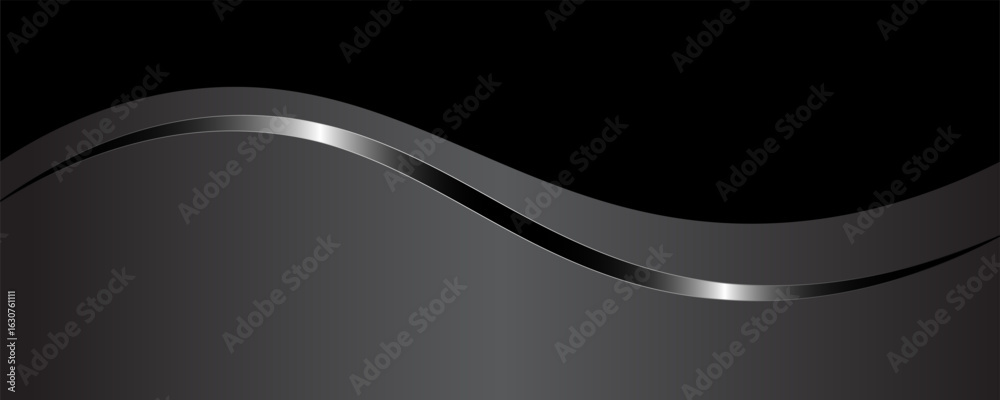 Wall mural vector silver white line background curve element with dark space for text and message design, overl