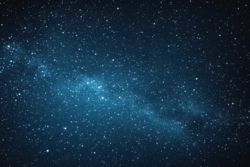 Obraz premium Starry sky background, blue night sky full of stars, glowing stars in the dark space, starry background, dark night, stars in the distance, starlight, dark background with a blue glow, night sky. 