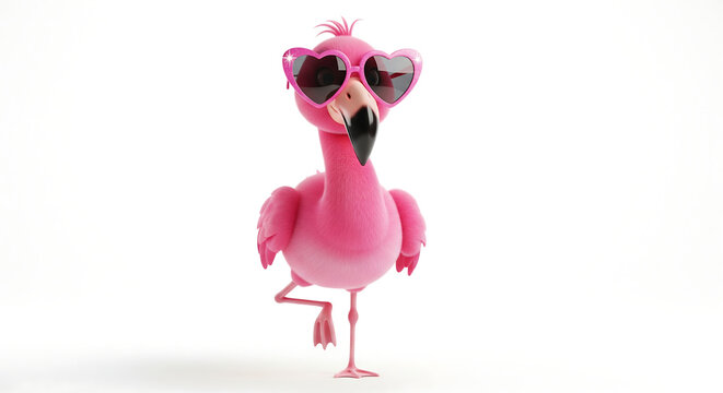 Kawaii 3D Flamingo with Sunglasses