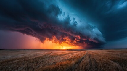 Fototapeta premium Dramatic storm over a golden field