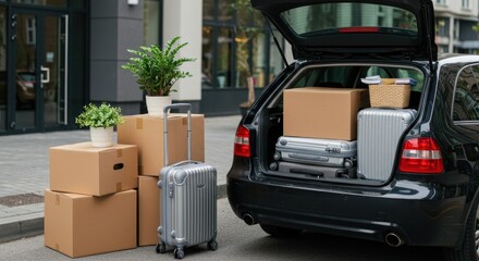 Moving day. Packed car