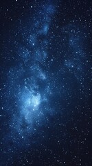 Fototapeta premium Starry sky background, blue night sky full of stars, glowing stars in the dark space, starry background, dark night, stars in the distance, starlight, dark background with a blue glow, night sky. 