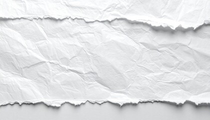 Ripped and Crumpled White Paper Texture Background with Rough Surface