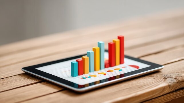 Effective Cash Flow Management Illustrated Through Colorful Bar Graphs on a Tablet