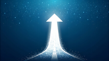 Fototapeta premium White Arrow Growth Concept on Blue Background – Investment Success 