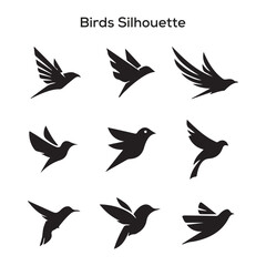 Flying birds silhouettes on white background. Vector illustration. isolated bird flying. tattoo design.
