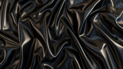 Obraz premium Smooth black silk texture with luxurious flow and elegant drape creates stunning visual appeal. rich sheen enhances fabric beauty, making it perfect for various applications