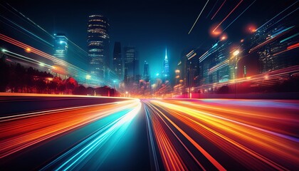 blurry city lights at night