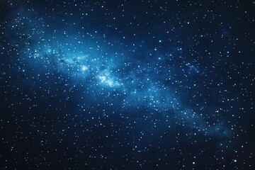 Obraz premium Starry sky background, blue night sky full of stars, glowing stars in the dark space, starry background, dark night, stars in the distance, starlight, dark background with a blue glow, night sky. 