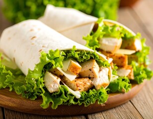 Fresh chicken wraps with lettuce