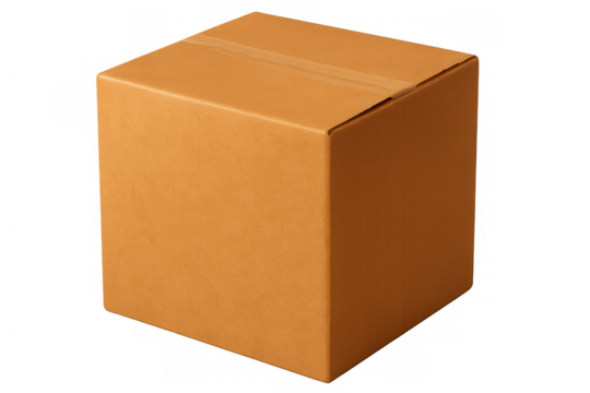 Sealed cardboard box isolated on transparent background, perfect for shipping and delivery concepts