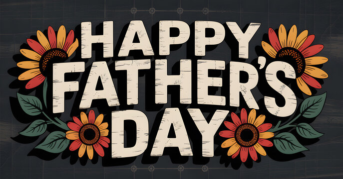 Happy Father's Day: A festive banner with sunflowers and lettering, offering a heartfelt message for the special day.