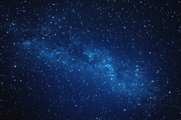 Obraz premium Starry sky background, blue night sky full of stars, glowing stars in the dark space, starry background, dark night, stars in the distance, starlight, dark background with a blue glow, night sky. 