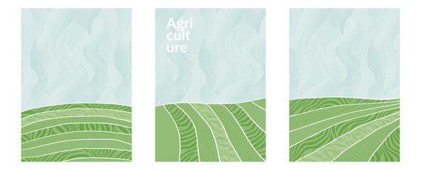 Naklejka na ściany i meble Flat eco vineyard field with rural background, abstract vector texture, farmland design, nature layout, grape tea illustration, corn collage, poster cover, agro view, countryside pattern