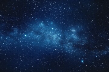 Obraz premium Starry sky background, blue night sky full of stars, glowing stars in the dark space, starry background, dark night, stars in the distance, starlight, dark background with a blue glow, night sky. 