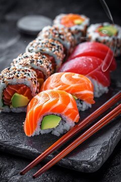 Delicious sushi rolls