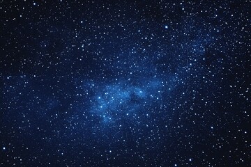Naklejka premium Starry sky background, blue night sky full of stars, glowing stars in the dark space, starry background, dark night, stars in the distance, starlight, dark background with a blue glow, night sky. 