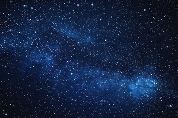 Obraz premium Starry sky background, blue night sky full of stars, glowing stars in the dark space, starry background, dark night, stars in the distance, starlight, dark background with a blue glow, night sky. 
