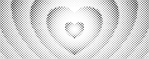 Heart dot background. Hearts comic. Halftone fade border. Pop art halfton. Screentone fading pattern. Cartoon love patern. Faded groovy texture. Fades hearth bg. Effect gradient. Vector illustration