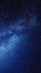 Fototapeta premium Starry sky background, blue night sky full of stars, glowing stars in the dark space, starry background, dark night, stars in the distance, starlight, dark background with a blue glow, night sky. 