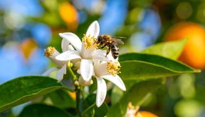 Honeybee on citrus blossoms
