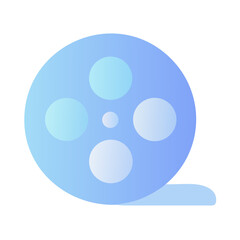 Film reel icon in minimalist blue style on white background  