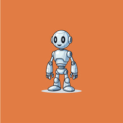 Household robot icon logo flat vector design