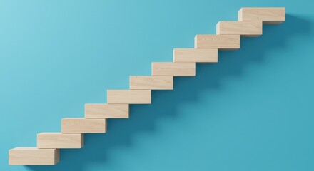 Rising Stairs Concept on Blue Background