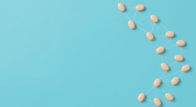 Abstract representation of interconnected oval shapes forming a network on a blue background, symbolizing connection and data.