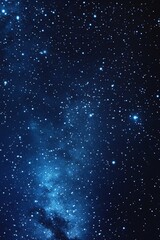 Fototapeta premium Starry sky background, blue night sky full of stars, glowing stars in the dark space, starry background, dark night, stars in the distance, starlight, dark background with a blue glow, night sky. 