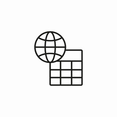 globe with spreadsheet icon sign vector