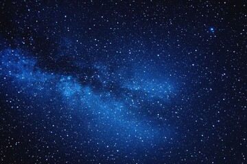 Fototapeta premium Starry sky background, blue night sky full of stars, glowing stars in the dark space, starry background, dark night, stars in the distance, starlight, dark background with a blue glow, night sky. 