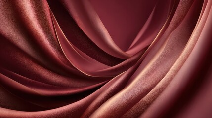Obraz premium Wavy maroon fabric with gold trim drapes elegantly in soft lighting, creating texture