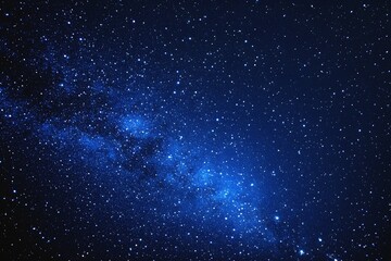 Fototapeta premium Starry sky background, blue night sky full of stars, glowing stars in the dark space, starry background, dark night, stars in the distance, starlight, dark background with a blue glow, night sky. 