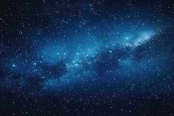 Obraz premium Starry sky background, blue night sky full of stars, glowing stars in the dark space, starry background, dark night, stars in the distance, starlight, dark background with a blue glow, night sky. 