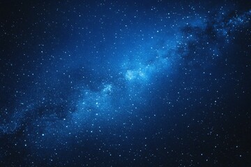 Obraz premium Starry sky background, blue night sky full of stars, glowing stars in the dark space, starry background, dark night, stars in the distance, starlight, dark background with a blue glow, night sky. 