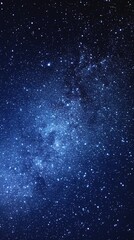 Obraz premium Starry sky background, blue night sky full of stars, glowing stars in the dark space, starry background, dark night, stars in the distance, starlight, dark background with a blue glow, night sky. 