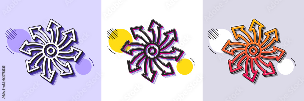 Wall mural versatile line icon. halftone dotted pattern. gradient icon with grain shadow. multifunction sign. l